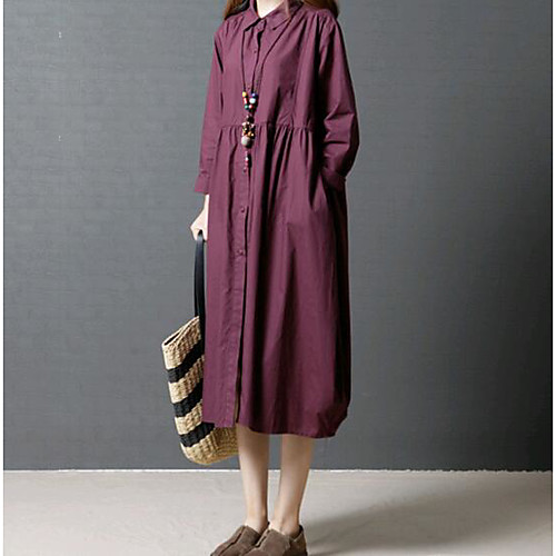 Women's Loose Midi Dress Black Purple Long Sleeve Solid Colored Spring Round Neck Basic Cotton M L XL XXL
Women's Loose Midi Dress Black Purple Long Sleeve Solid Colored Spring Round Neck Basic Cotton M L XL XXL