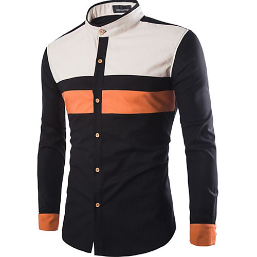 Men's Color Block Print Shirt Punk & Gothic Daily Black / Beige / Stand / Long Sleeve
Men's Color Block Print Shirt Punk & Gothic Daily Black / Beige / Stand / Long Sleeve