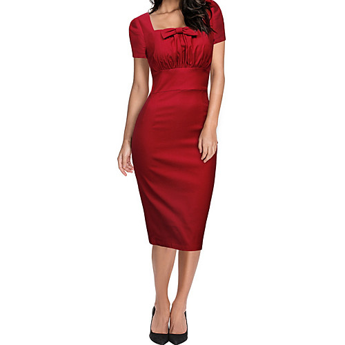 Women's Sheath Dress Midi Dress Black Blue Red Short Sleeve Red Solid Colored Bow Spring Summer Square Neck S M L XL XXL
Women's Sheath Dress Midi Dress Black Blue Red Short Sleeve Red Solid Colored Bow Spring Summer Square Neck S M L XL XXL