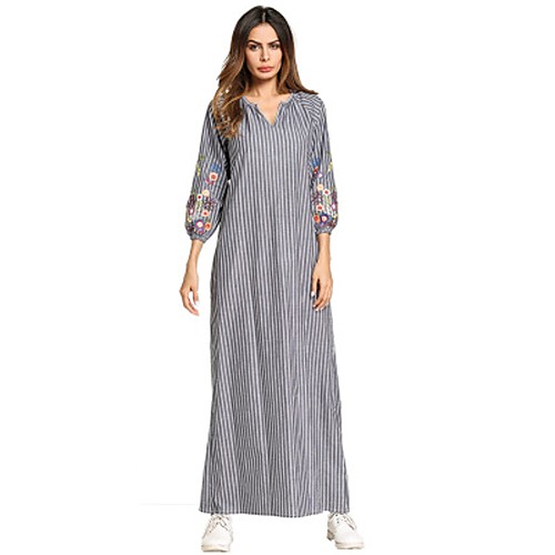 Women's Shift Dress Maxi long Dress Gray Long Sleeve Floral Striped Color Block Embroidered Basic Spring V Neck Fine Stripe M L XL XXL
Women's Shift Dress Maxi long Dress Gray Long Sleeve Floral Striped Color Block Embroidered Basic Spring V Neck Fine Stripe M L XL XXL
