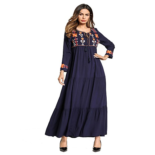 Women's Swing Dress Maxi long Dress Navy Blue Long Sleeve Floral Color Block Embroidered Basic Spring Round Neck Boho Bohemia Beach M L XL XXL
Women's Swing Dress Maxi long Dress Navy Blue Long Sleeve Floral Color Block Embroidered Basic Spring Round Neck Boho Bohemia Beach M L XL XXL