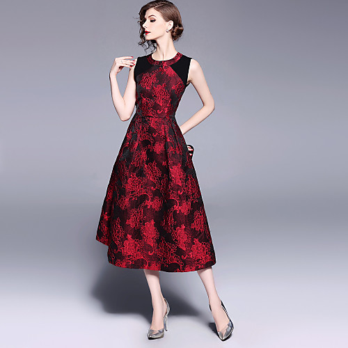 Women's A Line Dress Midi Dress Red Sleeveless Floral Embroidered Spring Summer Round Neck Vintage Streetwear Party Going out Floral S M L XL / High Waist
Women's A Line Dress Midi Dress Red Sleeveless Floral Embroidered Spring Summer Round Neck Vintage Streetwear Party Going out Floral S M L XL / High Waist