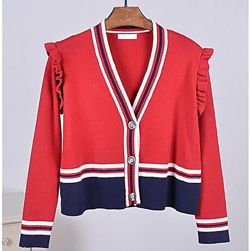 Women's Active Criss Cross Striped Color Block Cardigan Cotton Long Sleeve Slim Regular Sweater Cardigans V Neck Spring Fall Blue Red
Women's Active Criss Cross Striped Color Block Cardigan Cotton Long Sleeve Slim Regular Sweater Cardigans V Neck Spring Fall Blue Red