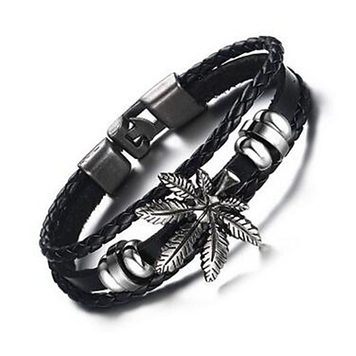 Men's Leather Bracelet Bracelet Stack Leaf Vintage Leather Bracelet Jewelry Black / Brown For Daily
Men's Leather Bracelet Bracelet Stack Leaf Vintage Leather Bracelet Jewelry Black / Brown For Daily