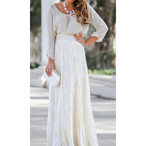 Women's Daily Going out Plus Size Swing Skirts Solid Colored Lace Embroidered High Waist White Beige / Maxi
Women's Daily Going out Plus Size Swing Skirts Solid Colored Lace Embroidered High Waist White Beige / Maxi