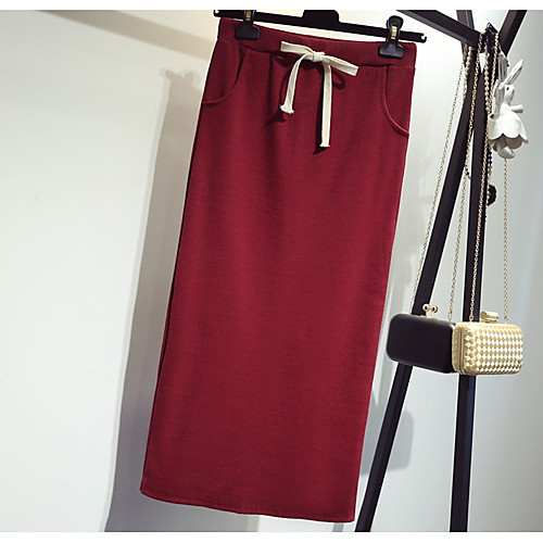 Women's Party Going out Plus Size Cotton Bodycon Skirts Solid Colored Split High Waist White Black Wine
Women's Party Going out Plus Size Cotton Bodycon Skirts Solid Colored Split High Waist White Black Wine
