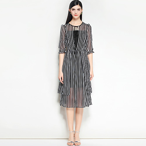 Women's A Line Dress Midi Dress Black Half Sleeve Striped Basic Spring Summer Round Neck Sophisticated Holiday Slim Fine Stripe S M L XL
Women's A Line Dress Midi Dress Black Half Sleeve Striped Basic Spring Summer Round Neck Sophisticated Holiday Slim Fine Stripe S M L XL
