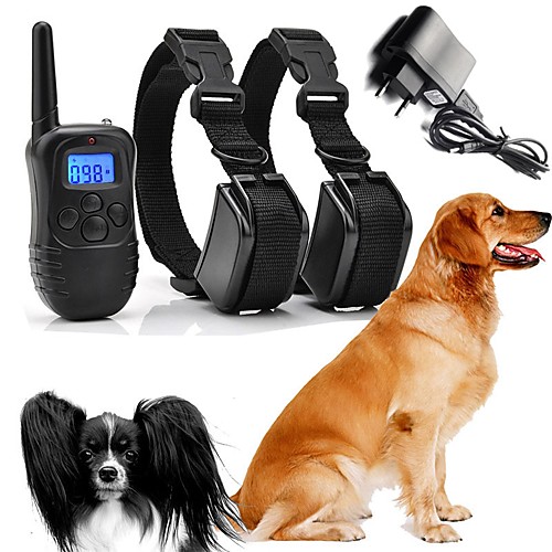 

Dog Bark Collar Dog Training Collars Waterproof Rechargeable Vibrating Micro Electric Shock No Harm To Dogs or other Pets Plastics Nylon Black 2 Piece