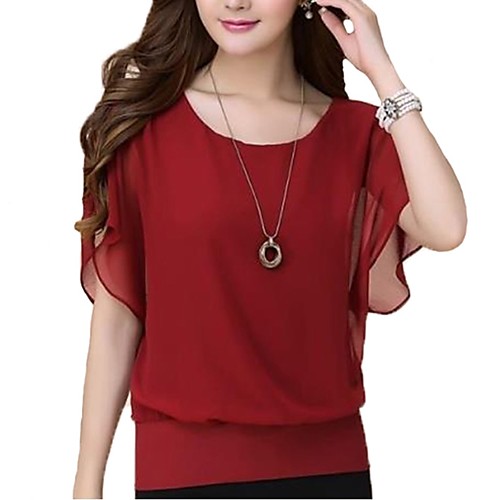 Women's Solid Colored Plus Size Blouse Basic Short Sleeve Daily Tops Streetwear White Black Blue / Batwing Sleeve
Women's Solid Colored Plus Size Blouse Basic Short Sleeve Daily Tops Streetwear White Black Blue / Batwing Sleeve