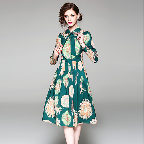 Women's A Line Dress Knee Length Dress Green Long Sleeve Floral Spring Summer Shirt Collar Vintage Streetwear Party Going out Slim Floral S M L XL XXL / Denim Dress
Women's A Line Dress Knee Length Dress Green Long Sleeve Floral Spring Summer Shirt Collar Vintage Streetwear Party Going out Slim Floral S M L XL XXL / Denim Dress