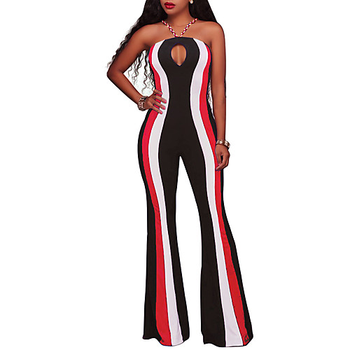 Women's Streetwear Daily Going out Off Shoulder Strap Wide Leg Blue Red Green Slim Jumpsuit Striped Backless Cut Out High Waist / Sexy
Women's Streetwear Daily Going out Off Shoulder Strap Wide Leg Blue Red Green Slim Jumpsuit Striped Backless Cut Out High Waist / Sexy