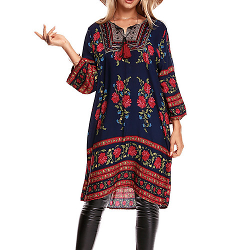Women's Loose Midi Dress Royal Blue Long Sleeve Floral Spring Summer U Neck Streetwear Boho Bohemia Beach M L
Women's Loose Midi Dress Royal Blue Long Sleeve Floral Spring Summer U Neck Streetwear Boho Bohemia Beach M L