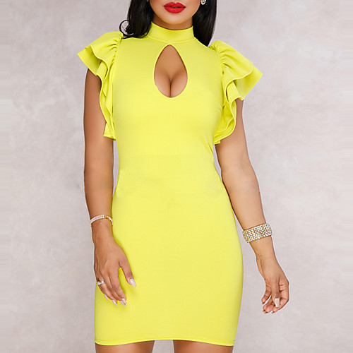 Women's Bodycon Short Mini Dress Black Blue Yellow Green Short Sleeve Solid Colored Ruffle Summer Crew Neck Streetwear S M L XL
Women's Bodycon Short Mini Dress Black Blue Yellow Green Short Sleeve Solid Colored Ruffle Summer Crew Neck Streetwear S M L XL