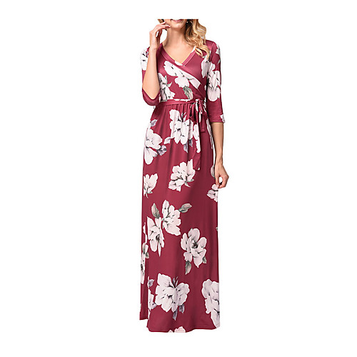 Women's Swing Dress Maxi long Dress Blue Red 3/4 Length Sleeve Floral Print Summer Deep V Boho Cotton S M L XL XXL
Women's Swing Dress Maxi long Dress Blue Red 3/4 Length Sleeve Floral Print Summer Deep V Boho Cotton S M L XL XXL