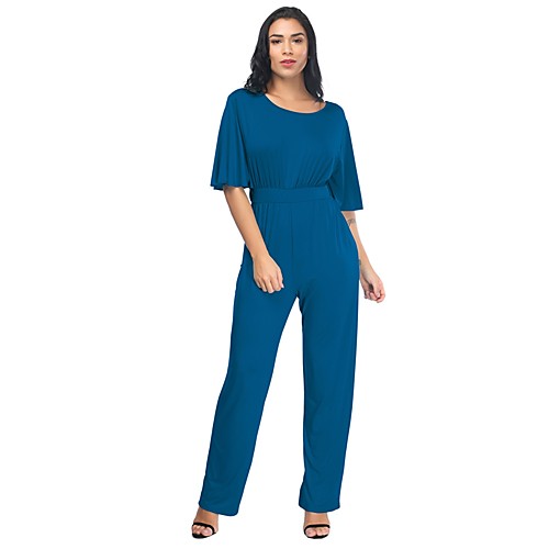 Women's Plus Size Basic Streetwear Daily Holiday White Black Blue Loose Jumpsuit Solid Colored Petal Sleeves High Waist Cotton
Women's Plus Size Basic Streetwear Daily Holiday White Black Blue Loose Jumpsuit Solid Colored Petal Sleeves High Waist Cotton