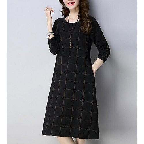 Women's Tunic Short Mini Dress Black Wine Navy Blue Long Sleeve Check Solid Colored Summer Round Neck Cotton M L XL XXL 3XL / Plus Size
Women's Tunic Short Mini Dress Black Wine Navy Blue Long Sleeve Check Solid Colored Summer Round Neck Cotton M L XL XXL 3XL / Plus Size