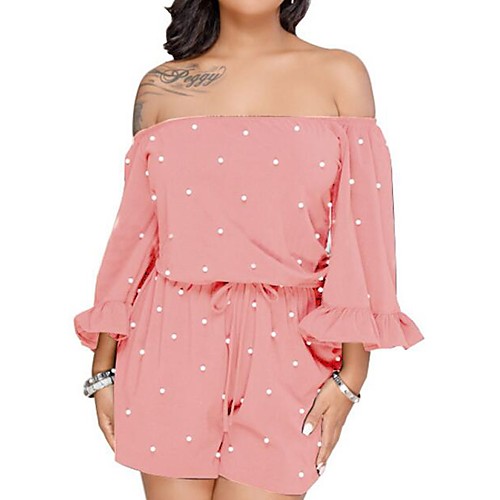 Women's Streetwear Sophisticated Going out Club Off Shoulder Boat Neck Off Shoulder White Black Purple Loose Romper Color Block Solid Colored Backless Beaded High Waist Cotton / Sexy
Women's Streetwear Sophisticated Going out Club Off Shoulder Boat Neck Off Shoulder White Black Purple Loose Romper Color Block Solid Colored Backless Beaded High Waist Cotton / Sexy
