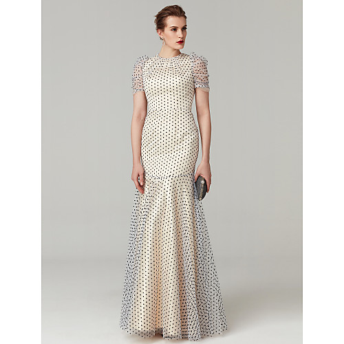 Mermaid / Trumpet Celebrity Style Holiday Cocktail Party Prom Dress Jewel Neck Short Sleeve Floor Length Tulle with Pleats 2021
Mermaid / Trumpet Celebrity Style Holiday Cocktail Party Prom Dress Jewel Neck Short Sleeve Floor Length Tulle with Pleats 2021