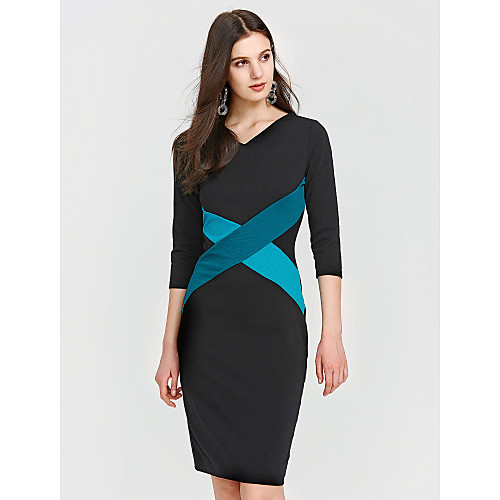 Women's Bodycon Knee Length Dress Black Navy Blue Khaki Patchwork Color Block Fall Spring V Neck Cotton S M L XL XXL 3XL / Plus Size
Women's Bodycon Knee Length Dress Black Navy Blue Khaki Patchwork Color Block Fall Spring V Neck Cotton S M L XL XXL 3XL / Plus Size