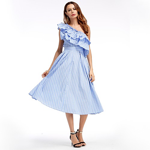 Women's A Line Dress Midi Dress Blue Short Sleeve Striped Lace Summer One Shoulder Off Shoulder Basic Going out Slim Ruffle S M L XL
Women's A Line Dress Midi Dress Blue Short Sleeve Striped Lace Summer One Shoulder Off Shoulder Basic Going out Slim Ruffle S M L XL