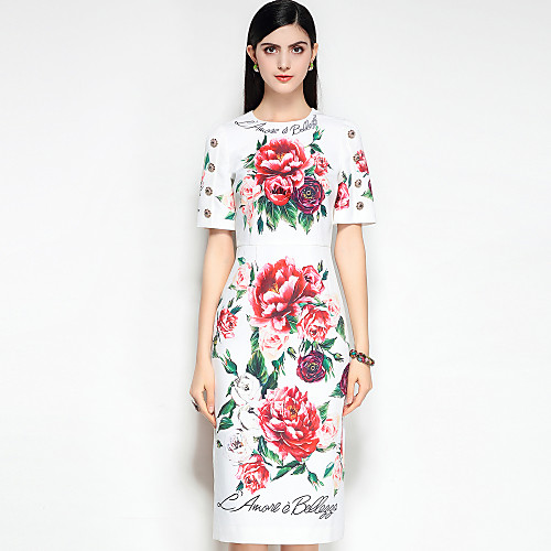 Women's A Line Dress Midi Dress White Short Sleeve Floral Spring Summer Round Neck Streetwear Boho Party Going out Slim Floral S M L XL
Women's A Line Dress Midi Dress White Short Sleeve Floral Spring Summer Round Neck Streetwear Boho Party Going out Slim Floral S M L XL
