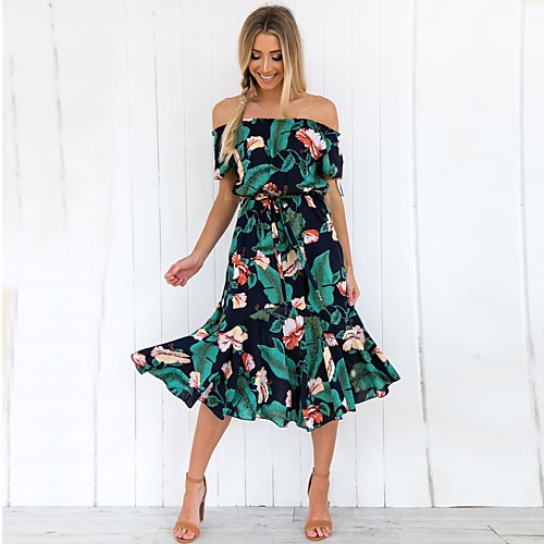 Women's Chiffon Dress Midi Dress Green Short Sleeve Floral Geometric Print Spring Summer Boat Neck Streetwear Cotton Off Shoulder S M L XL
Women's Chiffon Dress Midi Dress Green Short Sleeve Floral Geometric Print Spring Summer Boat Neck Streetwear Cotton Off Shoulder S M L XL