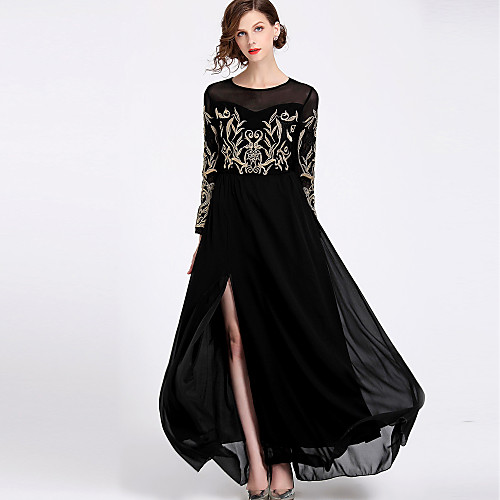 Women's Swing Dress Maxi long Dress Black Long Sleeve Floral Embroidered Spring Summer Round Neck Vintage Streetwear Party Going out M L XL XXL
Women's Swing Dress Maxi long Dress Black Long Sleeve Floral Embroidered Spring Summer Round Neck Vintage Streetwear Party Going out M L XL XXL