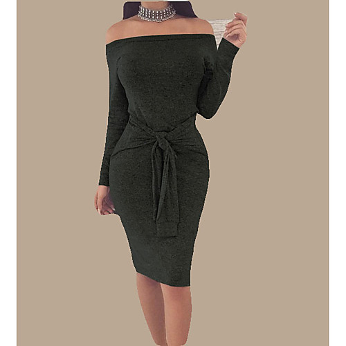 Women's Bodycon Knee Length Dress Black Red Khaki Light gray Dark Gray Long Sleeve Solid Colored Summer Boat Neck Strapless Off Shoulder Basic Streetwear Off Shoulder S M L XL
Women's Bodycon Knee Length Dress Black Red Khaki Light gray Dark Gray Long Sleeve Solid Colored Summer Boat Neck Strapless Off Shoulder Basic Streetwear Off Shoulder S M L XL