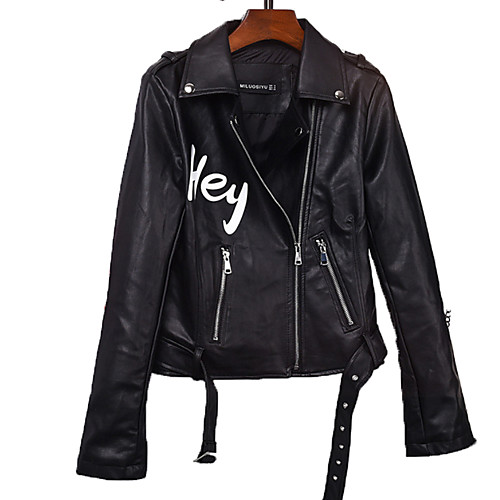 Women's Word Rivet Basic Spring Jacket Regular Daily Long Sleeve PU Coat Tops Black
Women's Word Rivet Basic Spring Jacket Regular Daily Long Sleeve PU Coat Tops Black