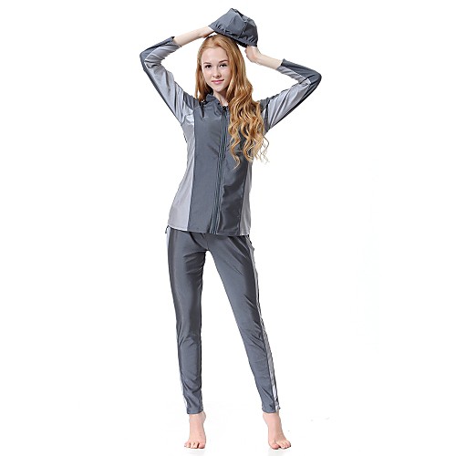 Women's Burkini Swimsuit Color Block Black Blue Gray Swimwear Strap Bathing Suits
Women's Burkini Swimsuit Color Block Black Blue Gray Swimwear Strap Bathing Suits