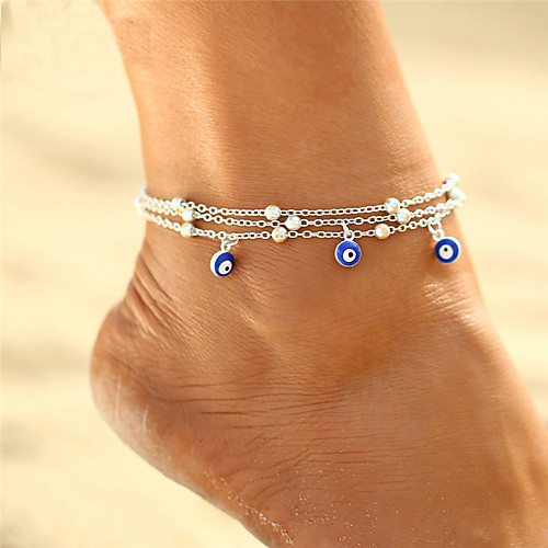

Anklet feet jewelry Ladies Boho Bohemian Women's Body Jewelry For Gift Evening Party Layered Double Alloy Evil Eye Gold Silver