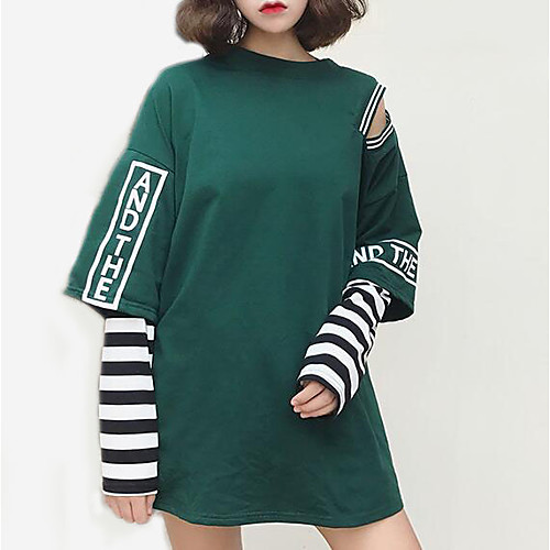 Women's T shirt Striped Long Sleeve Daily Tops Basic Streetwear White Black Green
Women's T shirt Striped Long Sleeve Daily Tops Basic Streetwear White Black Green