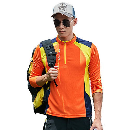 Men's T shirt Hiking Tee shirt Long Sleeve Standing Collar Tee Tshirt Top Outdoor Breathable Quick Dry Fast Dry YKK Zipper Spring Summer Polyester Patchwork Blue Orange Green Camping / Hiking Outdoor
Men's T shirt Hiking Tee shirt Long Sleeve Standing Collar Tee Tshirt Top Outdoor Breathable Quick Dry Fast Dry YKK Zipper Spring Summer Polyester Patchwork Blue Orange Green Camping / Hiking Outdoor