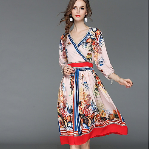Women's Skater Knee Length Dress Rainbow Long Sleeve Floral Print Summer V Neck Basic Streetwear Holiday Floral M L XL XXL
Women's Skater Knee Length Dress Rainbow Long Sleeve Floral Print Summer V Neck Basic Streetwear Holiday Floral M L XL XXL
