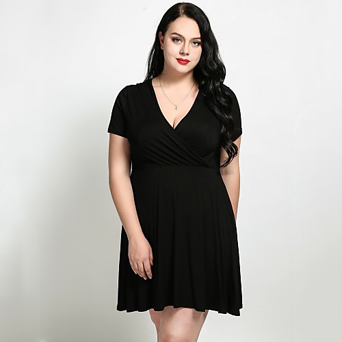 Women's A Line Dress Knee Length Dress Black Army Green Short Sleeve Solid Colored Summer V Neck Basic Slim L XL XXL 3XL 4XL 5XL 6XL 7XL / Plus Size / Plus Size / Sexy
Women's A Line Dress Knee Length Dress Black Army Green Short Sleeve Solid Colored Summer V Neck Basic Slim L XL XXL 3XL 4XL 5XL 6XL 7XL / Plus Size / Plus Size / Sexy