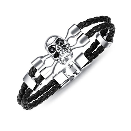 

Bracelet Bangles Leather Bracelet Geometrical Rope Skull Vintage Leather Bracelet Jewelry Black / Silver / Brown For Gift Daily