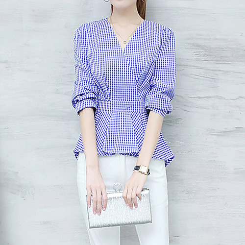Women's Shirt Houndstooth 3/4 Length Sleeve Daily Tops Basic Streetwear Black Blue Blushing Pink
Women's Shirt Houndstooth 3/4 Length Sleeve Daily Tops Basic Streetwear Black Blue Blushing Pink