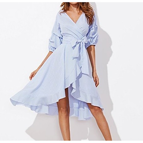 Women's Swing Dress Knee Length Dress Light Blue Half Sleeve Solid Colored Ruffle Summer Deep V Cute Flare Cuff Sleeve S M L XL
Women's Swing Dress Knee Length Dress Light Blue Half Sleeve Solid Colored Ruffle Summer Deep V Cute Flare Cuff Sleeve S M L XL