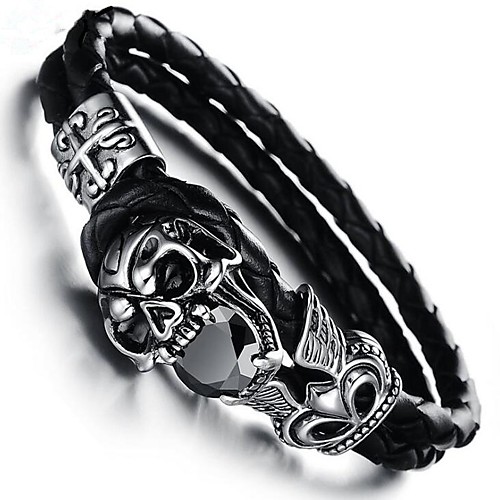 Cubic Zirconia Bracelet Bangles Leather Bracelet Geometrical Skull Vintage Leather Bracelet Jewelry Black For Gift Daily
Cubic Zirconia Bracelet Bangles Leather Bracelet Geometrical Skull Vintage Leather Bracelet Jewelry Black For Gift Daily