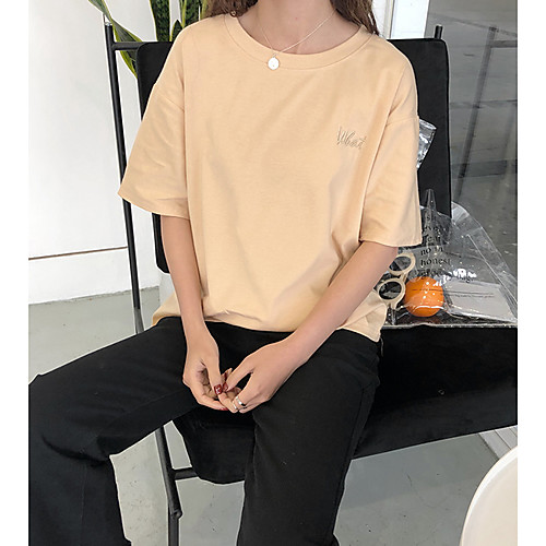Women's T shirt Solid Colored Short Sleeve Daily Tops White Blushing Pink Khaki
Women's T shirt Solid Colored Short Sleeve Daily Tops White Blushing Pink Khaki