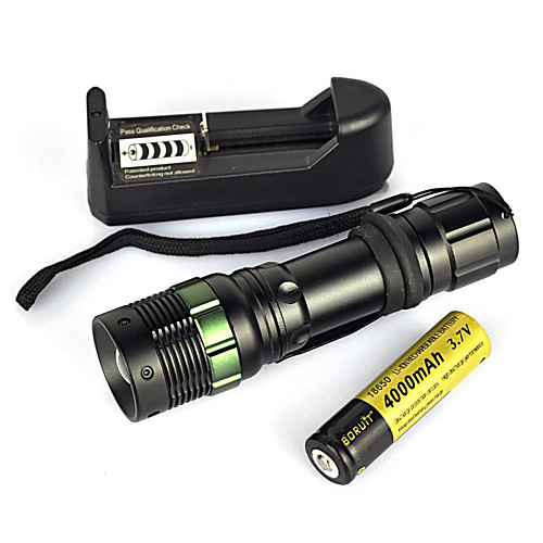 

LED Flashlights / Torch Handheld Flashlights / Torch 900 lm LED Emitters 1 Mode with Battery and Charger Portable Professional Wearproof Camping / Hiking / Caving Hunting Black