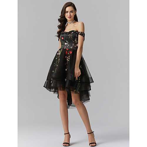 A-Line Little Black Dress Floral High Low Cocktail Party Prom Valentine's Day Dress Off Shoulder Sleeveless Knee Length Tulle with Ruffles Embroidery 2021
A-Line Little Black Dress Floral High Low Cocktail Party Prom Valentine's Day Dress Off Shoulder Sleeveless Knee Length Tulle with Ruffles Embroidery 2021