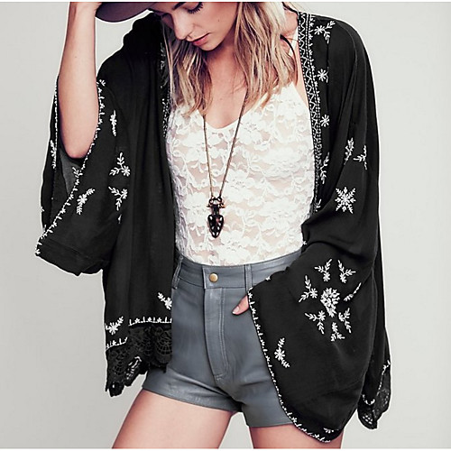 Women's T shirt Solid Colored Floral Embroidered Long Sleeve Daily Tops Basic Streetwear Black
Women's T shirt Solid Colored Floral Embroidered Long Sleeve Daily Tops Basic Streetwear Black