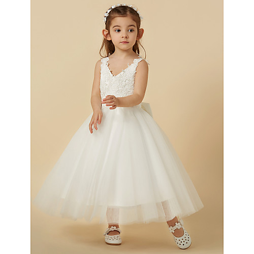 A-Line Knee Length Wedding / First Communion Flower Girl Dresses - Lace / Tulle Sleeveless V Neck with Bow(s)
A-Line Knee Length Wedding / First Communion Flower Girl Dresses - Lace / Tulle Sleeveless V Neck with Bow(s)