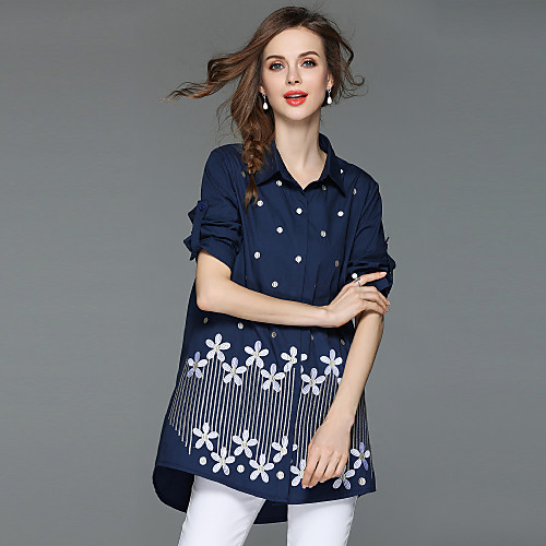 Women's Floral Shirt Embroidered 3/4 Length Sleeve Daily Loose Tops Cotton Streetwear Shirt Collar White Navy Blue
Women's Floral Shirt Embroidered 3/4 Length Sleeve Daily Loose Tops Cotton Streetwear Shirt Collar White Navy Blue
