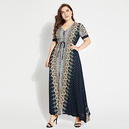 Women's Swing Dress Maxi long Dress Black Short Sleeve Geometric Summer V Neck Streetwear Boho Going out Loose Boho Bohemia Beach XXL 3XL 4XL 5XL
Women's Swing Dress Maxi long Dress Black Short Sleeve Geometric Summer V Neck Streetwear Boho Going out Loose Boho Bohemia Beach XXL 3XL 4XL 5XL