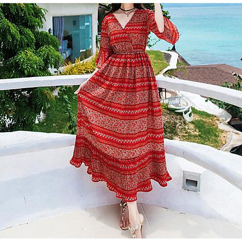 Women's Chiffon Dress Midi Dress White Red Yellow Half Sleeve Striped Color Block Ruffle Summer V Neck Simple Boho Flare Cuff Sleeve S M L
Women's Chiffon Dress Midi Dress White Red Yellow Half Sleeve Striped Color Block Ruffle Summer V Neck Simple Boho Flare Cuff Sleeve S M L