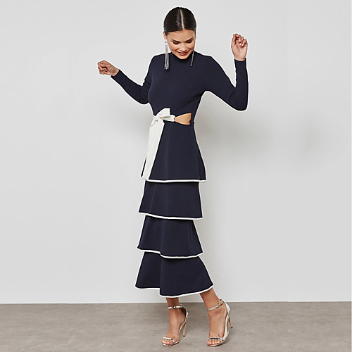 Women's Bodycon Maxi long Dress White Navy Blue Long Sleeve Blue & White Black & White Color Block Layered Ruffle Bow Summer Crew Neck Streetwear Sophisticated Party Work Slim M L XL XXL 3XL / Sexy
Women's Bodycon Maxi long Dress White Navy Blue Long Sleeve Blue & White Black & White Color Block Layered Ruffle Bow Summer Crew Neck Streetwear Sophisticated Party Work Slim M L XL XXL 3XL / Sexy