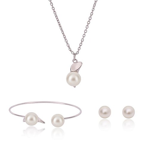 Women's Pearl Jewelry Set Ladies Sweet Fashion Pearl Earrings Jewelry Silver For Birthday Date
Women's Pearl Jewelry Set Ladies Sweet Fashion Pearl Earrings Jewelry Silver For Birthday Date