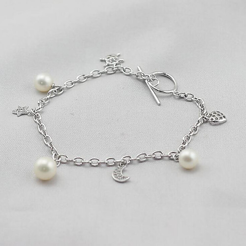 Women's Pearl Freshwater Pearl Chain Bracelet Moon Star Ladies Simple Sweet Fashion Pearl Bracelet Jewelry Silver For Gift Daily / Sterling Silver / Sterling Silver
Women's Pearl Freshwater Pearl Chain Bracelet Moon Star Ladies Simple Sweet Fashion Pearl Bracelet Jewelry Silver For Gift Daily / Sterling Silver / Sterling Silver